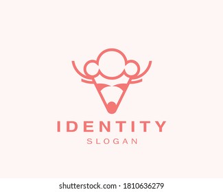 Logo design of a deer head formed from ice cream . elegant and memorable logo, suitable for any industry