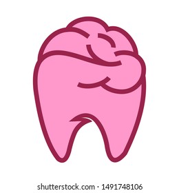 logo design dental brain pink