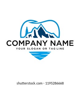 logo design dental with mountain vector template