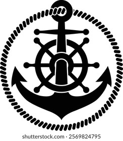 The logo design depicts a combination of an anchor and a steering wheel