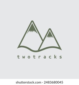 The logo design depicts two mountains that have two climbing routes