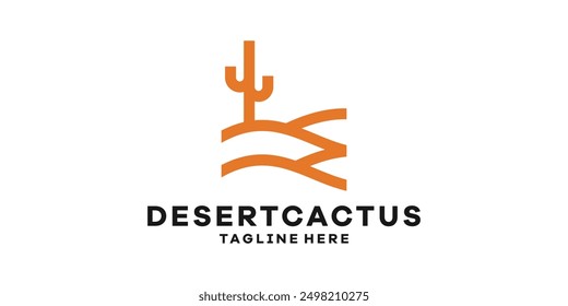 logo design desert, cactus, arid, logo design template, icon, vector, symbol, creative, idea.