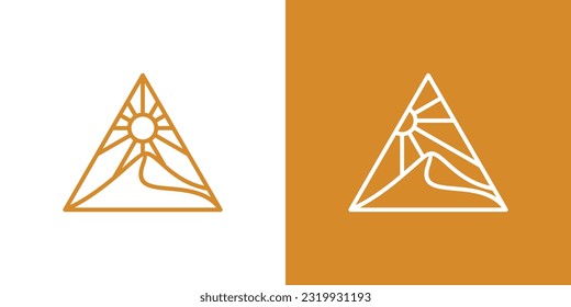 logo design desert in pyramid minimalist icon vector inspiration