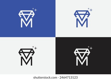 Logo Design Diamant, M Alphabete, Emblem, Wert