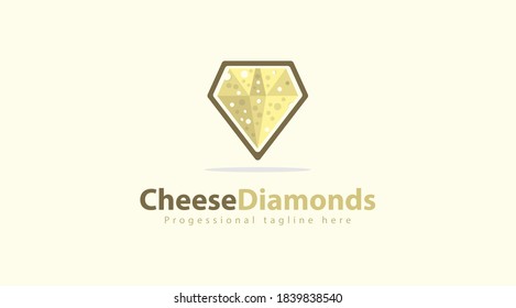 Logo design diamond shape combined with cheese. You can use it for a cheese or dining shop logo or a diamond or anything else. vector