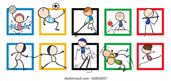 Logo design with different sports illustration