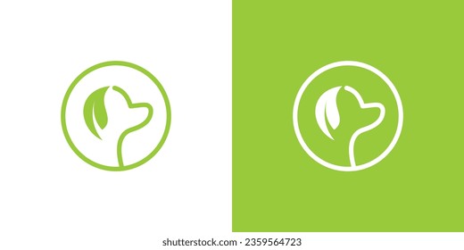 logo design with a dog's head element combined with leaves