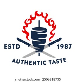 Logo design for doner kebab shop, isolated on white background. Premium Quality Emblems.