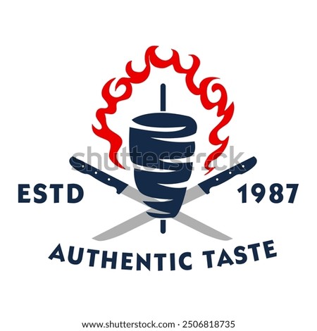 Logo design for doner kebab shop, isolated on white background. Premium Quality Emblems.