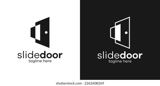 logo design door slide icon vector illustration