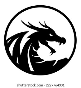 logo design with dragon head icon in circle