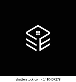 Logo design of E EE in vector for construction, home, real estate, building, property. Minimal awesome trendy professional logo design template on black background.