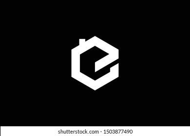 Logo design of E in vector for construction, home, real estate, building, property. Minimal awesome trendy professional logo design template on black background.