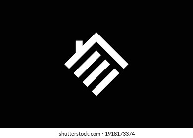 Logo design of E in vector for construction, home, real estate, building, property. Minimal awesome trendy professional logo design template on black background.