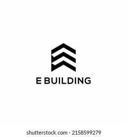 Logo design of E in vector for construction, home, real estate, building, property. Minimal awesome trendy professional logo design template on black background.