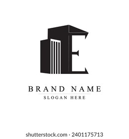 Logo design of E in vector for construction, home, real estate, building, property. Minimal awesome trendy professional logo design template on white background.	
