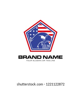 logo design eagle with an american flag vector template