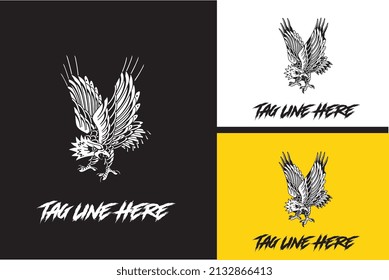 logo design of eagle and anchor vector black and white