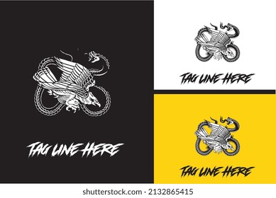 logo design of eagle and snake fighting vector black and white