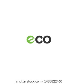 logo design eco words with symbols e