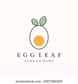 logo design egg leaf vector template .