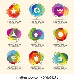 Logo design element and Abstract web Icon and colorful vector symbol. Unusual icon and sticker set. Graphic design easy editable for Your design.  Modern logotype icon.