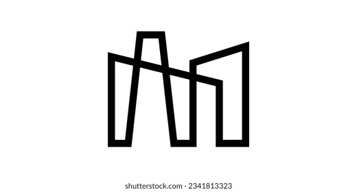 logo design element building made in line and minimalist style
