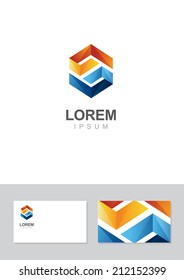 Logo design element with business card template.