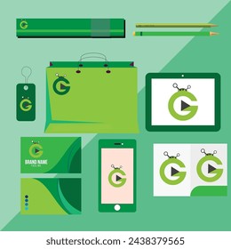 Logo design element with business card, bag ,pan And book template.