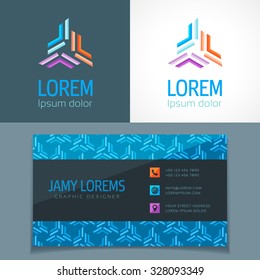 Logo design element with business card template and corporate pattern. Vector graphic design elements for brand identity. Business signs template, logo, identity, label, corporate identity pattern.