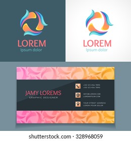 Logo design element with business card template and corporate pattern. Vector graphic design elements for brand identity. Business signs template, logo, identity, label, corporate identity pattern.
