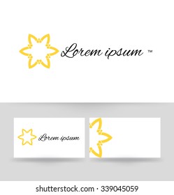 Logo design element with business card template. Floral monogram design template for company. Vector illustration