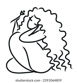 Logo design element. Feminine concept illustration. Flat style design stock sketch. International Women s Day concept for card, poster, banner and other users