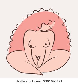 Elemento de diseño de logotipo. Ilustración del concepto femenino. Esbozo de diseño plano. Concepto del Día Internacional de la Mujer para tarjetas, carteles, pancartas y otros usuarios.
