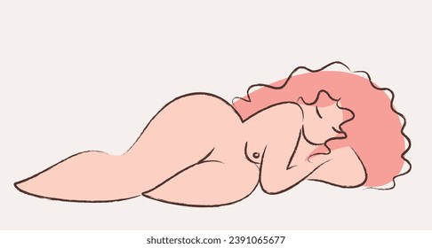 Elemento de diseño de logotipo. Ilustración del concepto femenino. Esbozo de diseño plano. Concepto del Día Internacional de la Mujer para tarjetas, carteles, pancartas y otros usuarios.