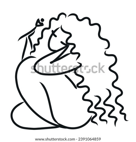 Logo design element. Feminine concept illustration. Flat style design stock sketch. International Women s Day concept for card, poster, banner and other users