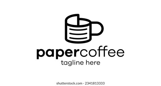 logo design element glass cup and paper icon vector inspiration