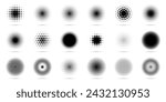 Logo design element. Halftone circular dotted frames set. Vector illustration