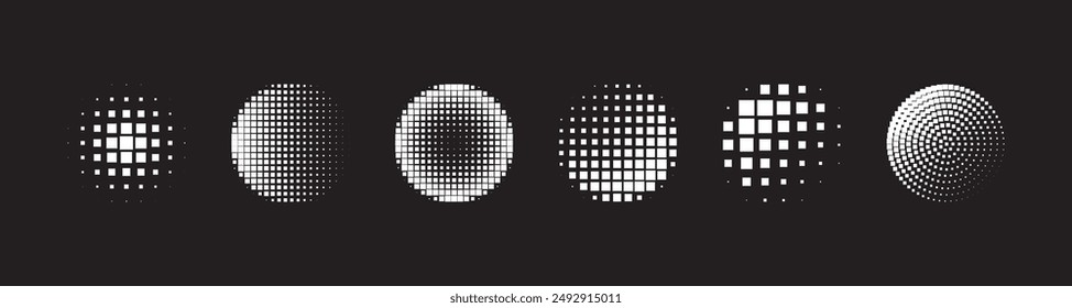 Logo design element. Halftone circular dotted frames set