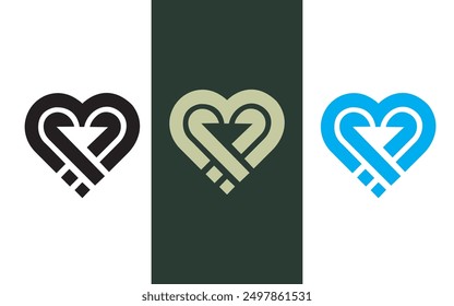 logo design element of the heart combined with hand Pro Vector