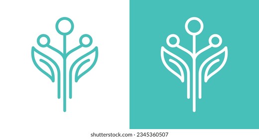 logo design element leaf and technology style 