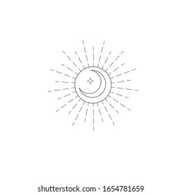 Logo design element with Moon and Sun. 