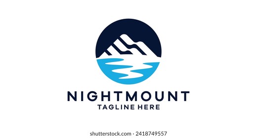 logo design element of mountains combined with waves,logo design template mountain, icon, symbol, idea.
