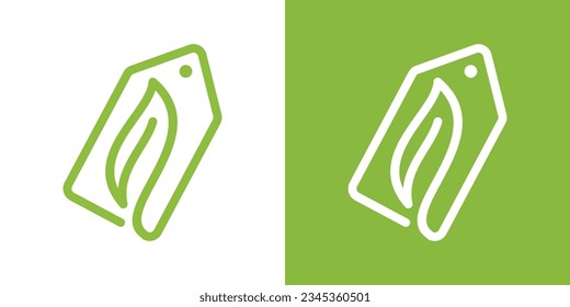 logo design element price tag combined with leaves and made in line style