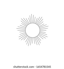 Elemento de diseño de logotipo con ilustración de Sun. Line art.