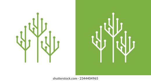 logo design element tree technology icon vector inspiration