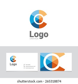 Logo design element with two business cards. Logo letter. Sphere symbol