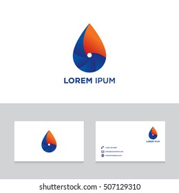 Logo design elements with business card template, dewdrop, abstract modern symbol, vector illustration