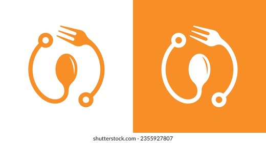 logo design elements of food, spoon and fork combined with a circle