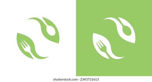 logo design elements fork and fork combined with leaves and forming a circle